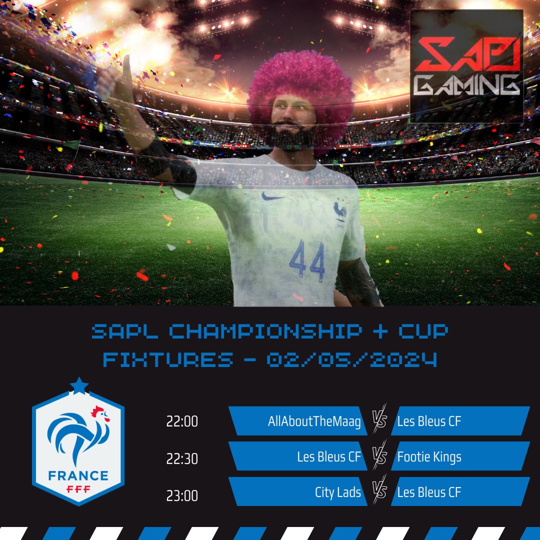 Ladies and Gentlemen, it's match day! Tonight we look to pick up 6 points in the league with a tricky trip to Premiership side @CityLadsFc in the New Gen Cup.

@SAProClub Thank you again for giving us a platform to do our thing. Allez Le Pro Clubs Community 🇫🇷🇫🇷🇫🇷