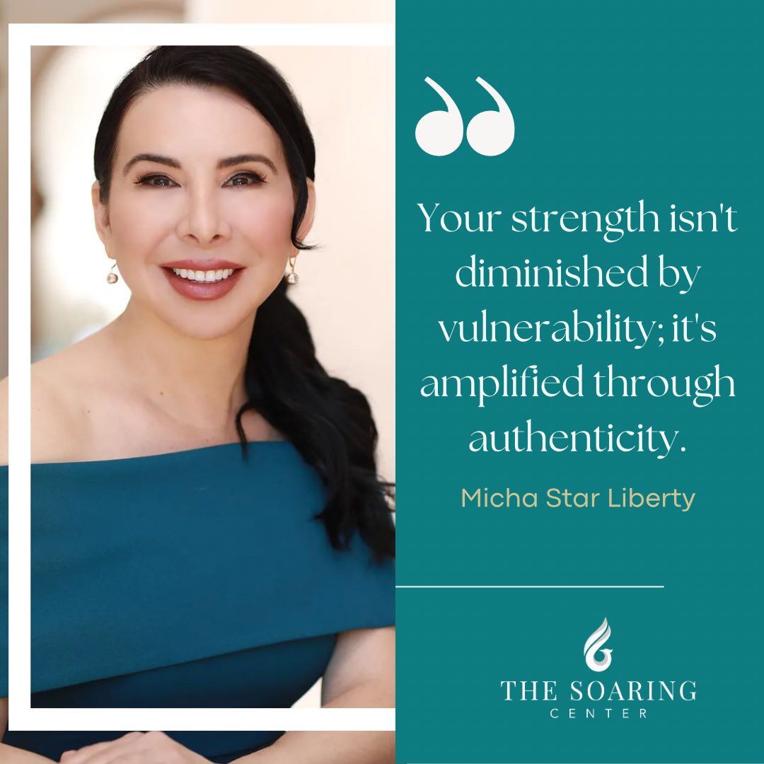 Let your true self shine, for in your vulnerability lies your greatest strength. #BeAuthentic #EmbraceVulnerability #MichaStarLiberty #TheSoaringCenter #TraumaInformedPractice
