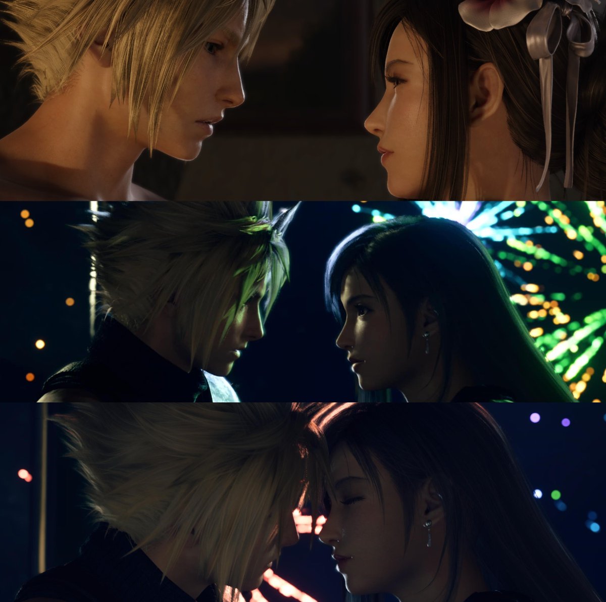 The intense, passionate look of love from both Cloud and Tifa is stuff of dreams

This is how you present an iconic relationship and elevate it; this is how romance should be, they are perfect 👌✨🔥🤩

#Cloti #CloudStrife #TifaLockhart  #TifaWeek2024 #FF7R