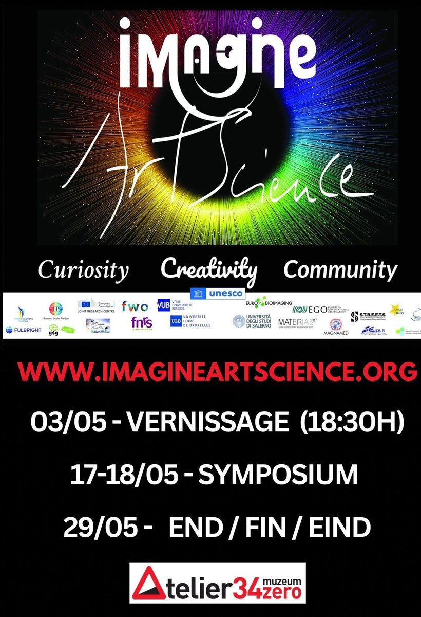 The Imagine ArtScience Vernissage is tomorrow at 18:30! Head to the Atelier 34zéro Museum in Brussels to check out the Human Brain Project-EBRAINS image exhibition. Find out more: ebrains.eu/news-and-event… #ImagineArtScience @imagineartsci