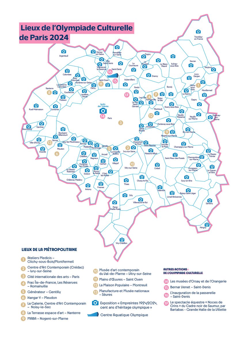 @FranceOlympique @AcadEquestre @LaVillette @LecerfPieremm @Reseautram Découvrez les lieux de l'#OlympiadeCulturelle de #Paris2024 portée par @GrandParisMGP ✨

1️⃣13 lieux d’art incontournables répartis sur l’ensemble de la Métropole du Grand Paris
2️⃣ L’Exposition « Empreintes 1924-2024, cent ans d’héritage olympique »
3️⃣ Les musées d’Orsay et de…