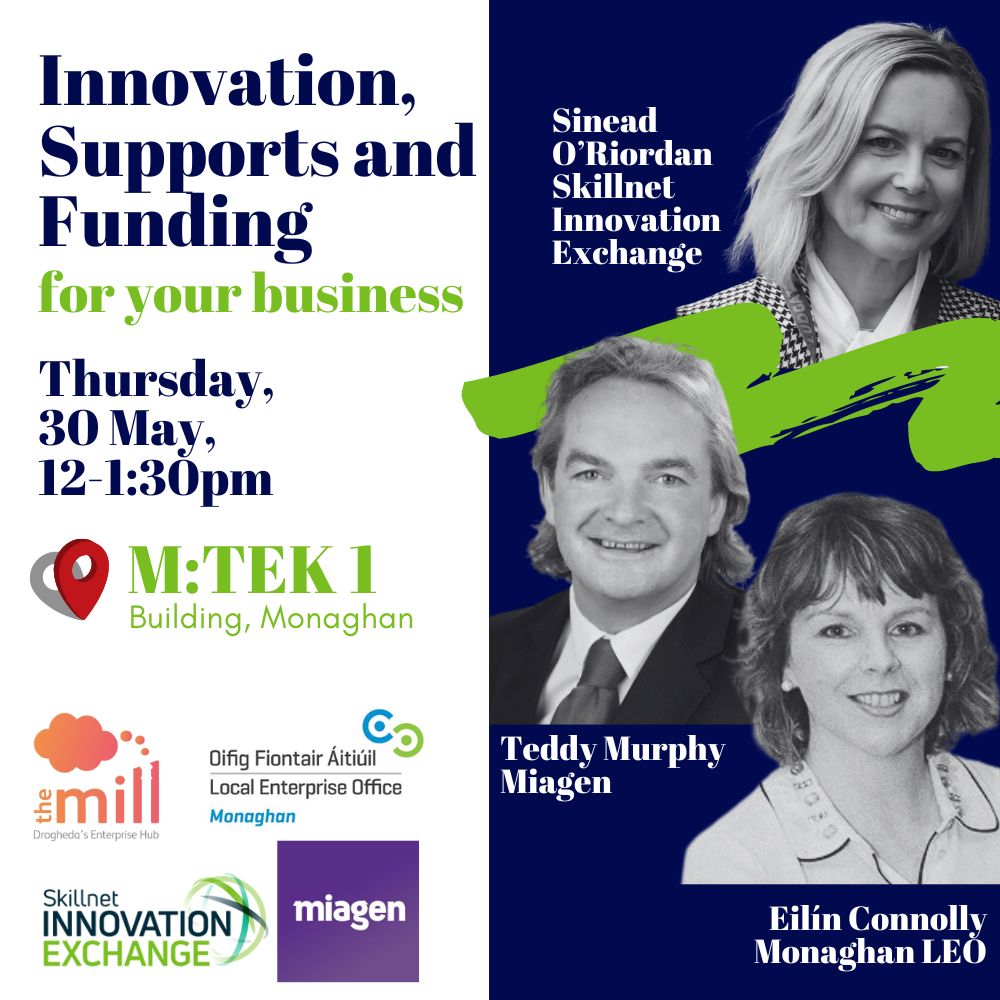 As the Northeast partner of the @TheInnovationE2 we continue to spread the word about the benefits of being part of the Innovation Exchange! Next up, County Monaghan - 30th May in the MTEK Building. Please register your attendance here: themilldrogheda.ie/sie