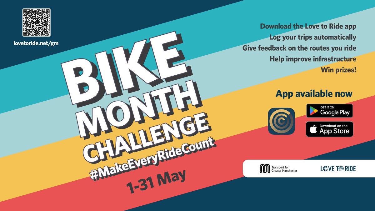 Want to help create more bike-friendly streets? Help transform your local area with the #BikeMonthChallenge and the #MakeEveryRideCount initiative. 📱 Download the app, ride, win prizes, create change! For more information visit👇 lovetoride.net/gm?locale=en-GB