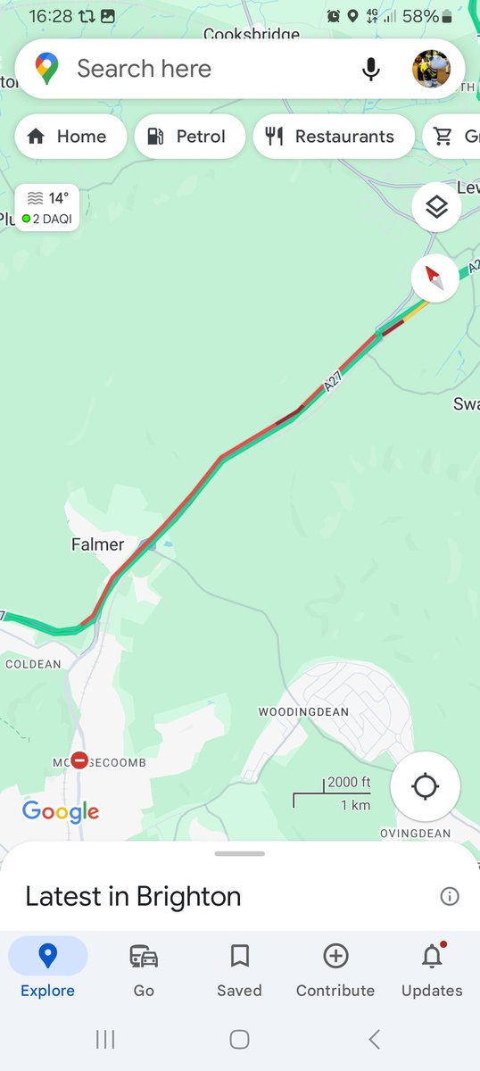 A27 Eastbound slow and Queuing traffic from falmer through to the Ashcombe roundabout in Lewes miss phasing traffic lights @HighwaysSEAST @SylvMelB @BBCSussex @SussexIncidents @V2RadioSussex @hawkinthebury @RegencyRadio @GHRSussex @BrightonHoveBus