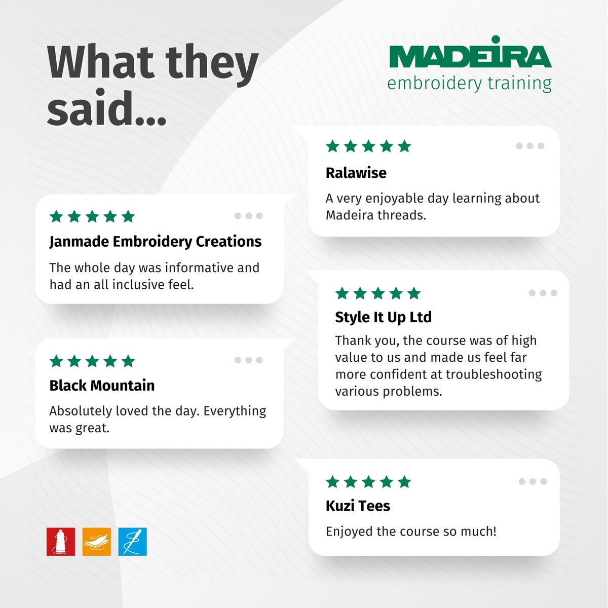 MadeiraUK's tweet image. Madeira embroidery training part 1 is complete!🎬 What a fantastic two days, filled with a diverse group of enthusiastic embroiderers🪡

Who’s joining us for part 2 in September?📚 bit.ly/madeira-embroi…

@embroiderytrain

#MadeiraThreads #EmbroideryCourse  #EmbroideryTraining