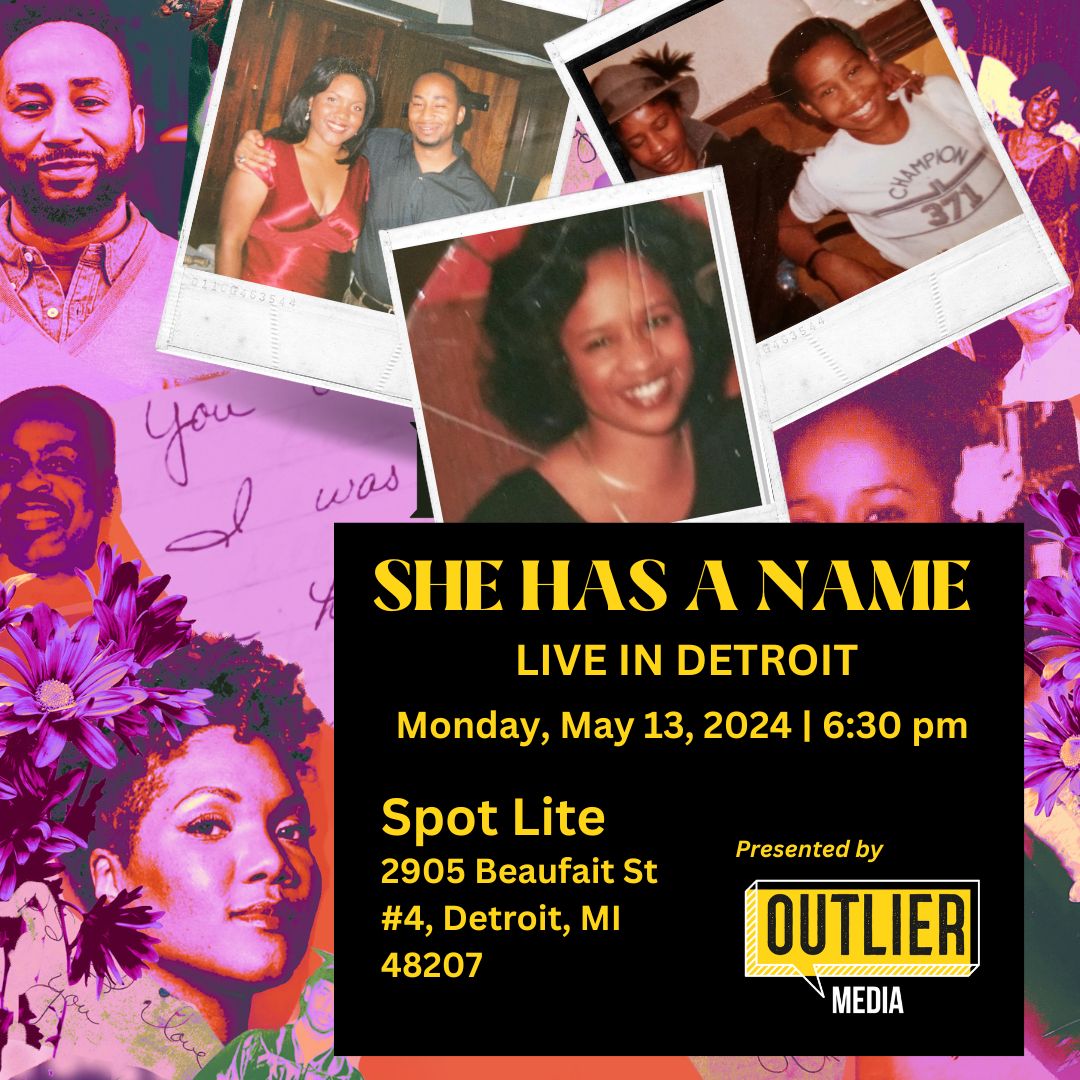 #Detroit-- On Monday, May 13th @media_outlier is proud to host @TonyaMosley for a discussion on the story behind 'She Has a Name' and the creation of the podcast. Tickets are FREE but are going quickly. You can grab your tickets here: lnkd.in/grRCfp6X See you on May 13!