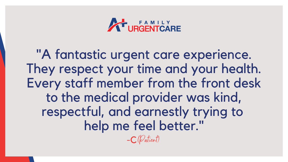 Another happy patient...

aplusfamilyuc.com

#urgentcare #southtampa #tampabay #tampafl #walkinclinic