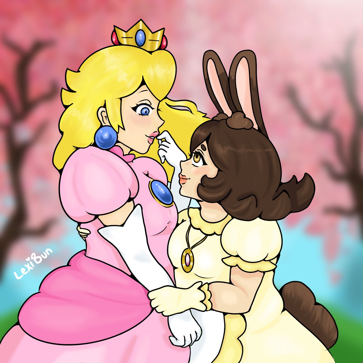 (Old art jumpscare) Cherry blossoms or Peach blossoms are our favorite !! But Peach’s beauty is too distracting .. 🌸💝