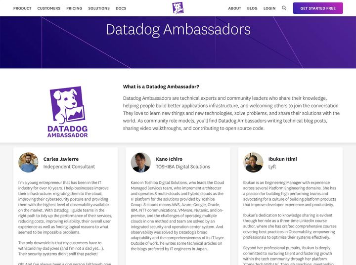 CoderDojo青梅チャンピオンの鹿野は、2024年度のグローバルで7名、そして日本で初となるDatadogアンバサダーに選出されました！ CoderDojo青梅のオンライン会議Jitsi meet や マイクラ, Node-RED, WEBサイトなど, 全てDatadogで一元的に監視運用しています！ datadoghq.com/ambassadors/