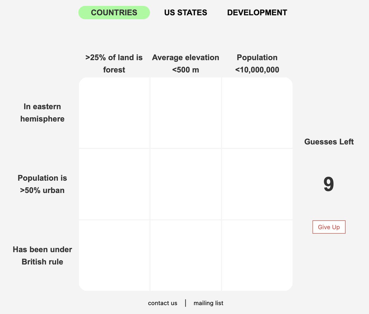 GeographyGrid's tweet image. Try and solve Today's Countries Grid puzzle! Live now at GeographyGrid.com!