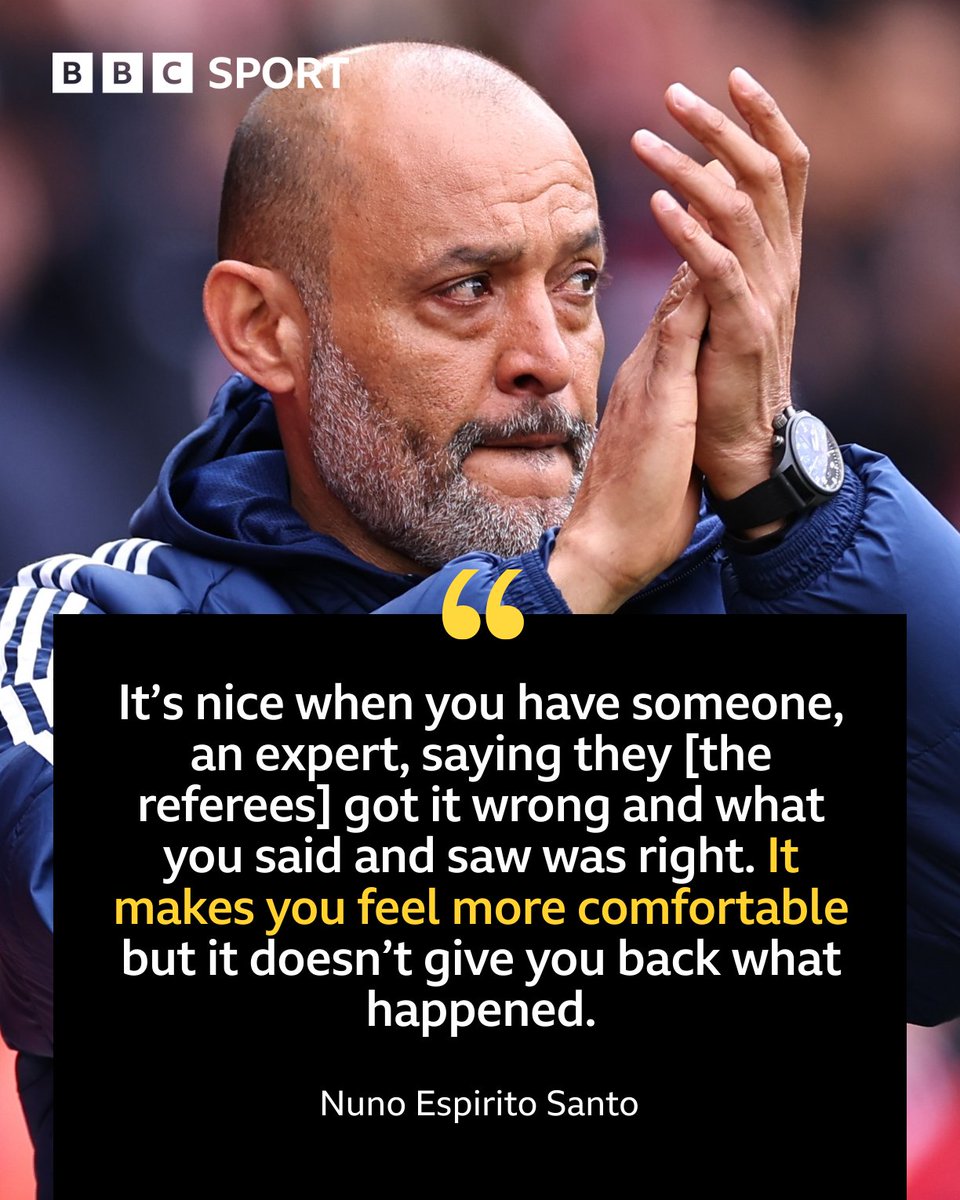 Nuno Espirito Santo says he and Nottingham Forest feel vindicated after their furious complaints following the controversial defeat at Everton.

#BBCFootball #PL #nffc