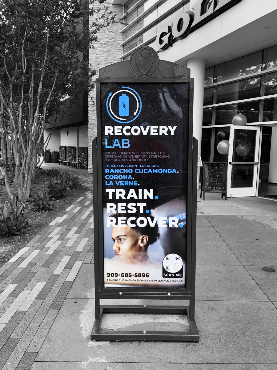 Need some assistance with workout recovery or healing from an injury or accident? Check out Recovery Lab to see how they can help!
Shown here is their campaign currently up at Victoria Gardens in Rancho Cucamonga, CA!
#FitnessMarketing
#AdAgency
#AdvertiseWithUs
#ranchocucamonga