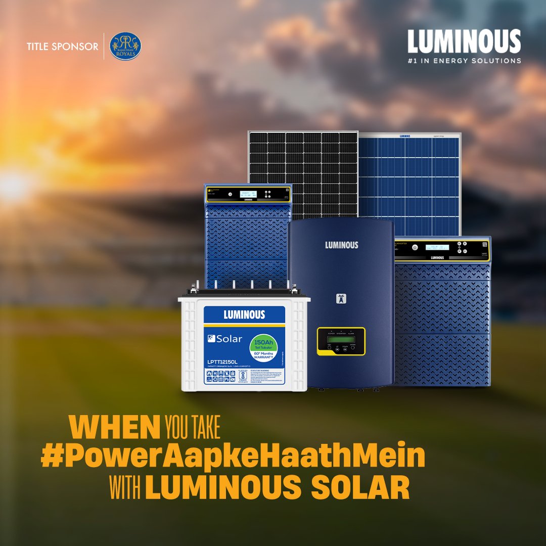 Sandeep Sharma = Saving runs Luminous Solar = Saving electricity bills Check out our range of solar solutions by clicking here: bit.ly/3VVBmnM ​​ #Luminous #SRHvsRR #RajasthanRoyals #PowerAapkeHaathMein