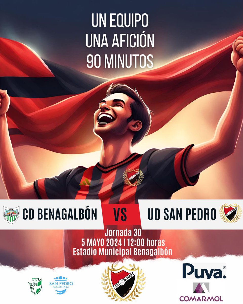 UdSanPedro's tweet photo. 🖤❤️ 🅖🅐🅝🅐🅡 🅞 🅖🅐🅝🅐🅡 ❤️🖤

Un equipo 
Una afición 
90 minutos

ÚLTIMO PARTIDO DE LA TEMPORADA

🆚 CD Benagalbón 
📅 Domingo, 5 de mayo de 2024
🕛 A las 12.00H
🏟️ Estadio Municipal Benagalbón 

#MarcaSanPedro #SanPedroAlcántara #50AñosDeIlusión #VamosMiSanPedro https://t.co/R4NtjlAfYP