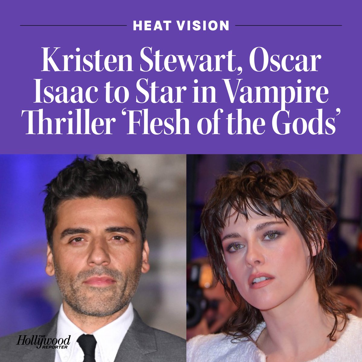 Oscar Isaac and Kristen Stewart will play a married couple who descend each evening from their luxury skyscraper condo and head into an electric nighttime realm of 80’s LA, in the vampire thriller 'Flesh of the Gods.'

More details here: thr.cm/UUdmuYf