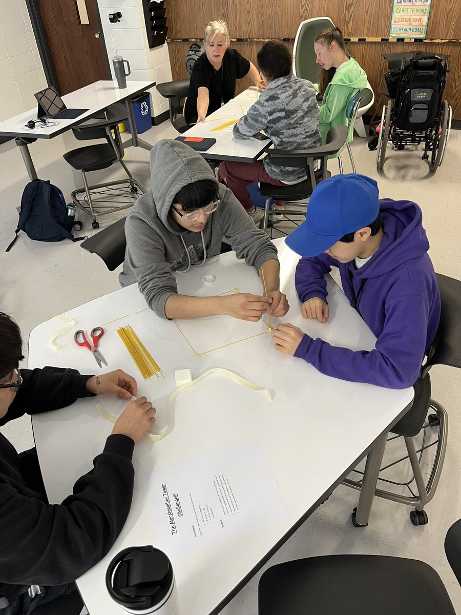 My students had the opportunity to work together on one of my favorite team building activities growing up - building the tallest marshmallow tower using spaghetti sticks, string, and masking tape. Emphasizing the importance of peer communication/team work. All winners here!!
