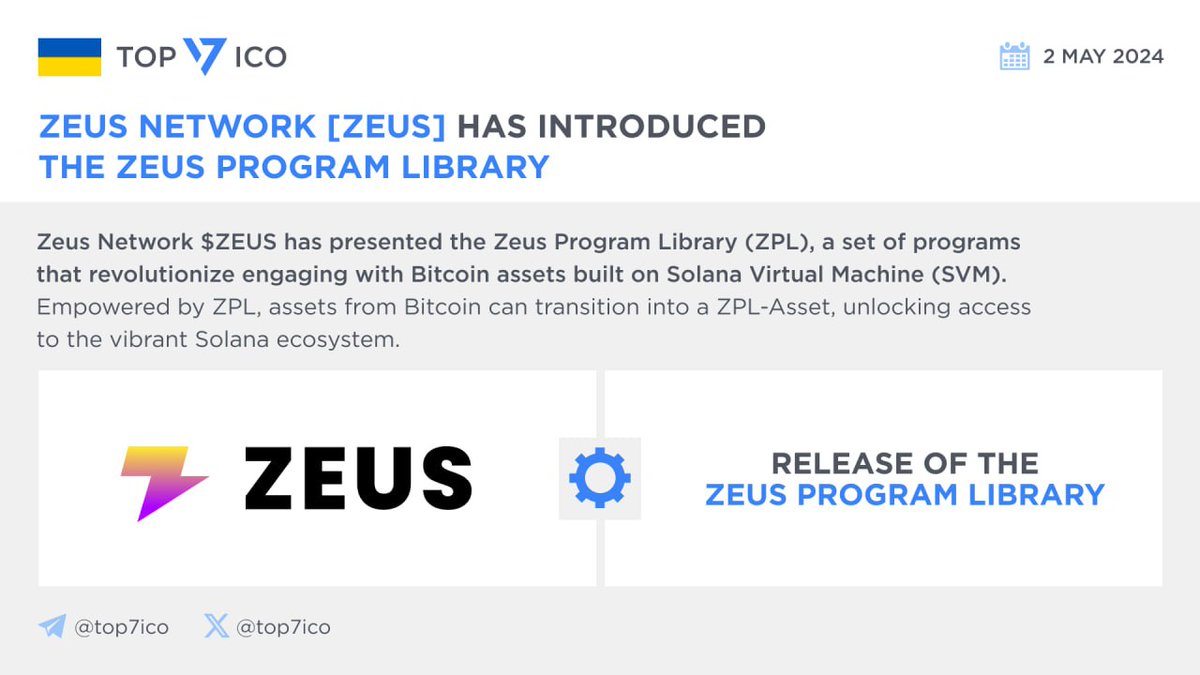 Zeus Network [ZEUS] has introduced the Zeus Program Library @ZeusNetworkHQ $ZEUS has presented the Zeus Program Library (ZPL), a set of programs that revolutionize engaging with Bitcoin assets built on Solana Virtual Machine. Empowered by #ZPL, assets from Bitcoin can transition…