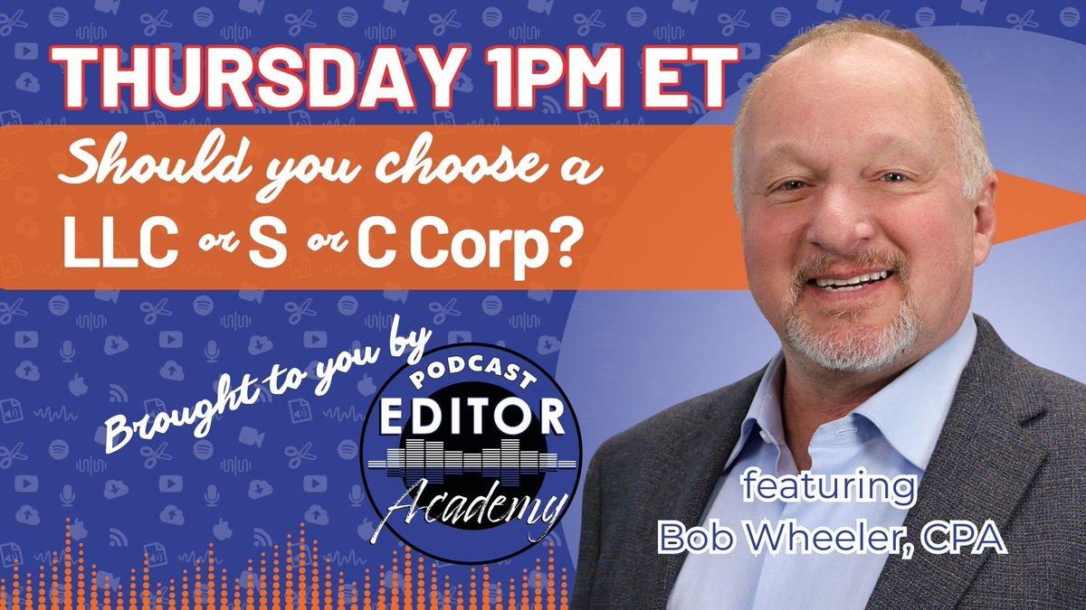 Thinking about registering as a LLC? Or maybe a S-corp? Bob Wheeler @TheMoneyNerve will share all the details in a live stream at 1pm ET / 10am Pacific. Watch on YouTube: youtube.com/watch?v=1xGWNG… or catch the replay through May 8th #llc #scorp #businessstructure