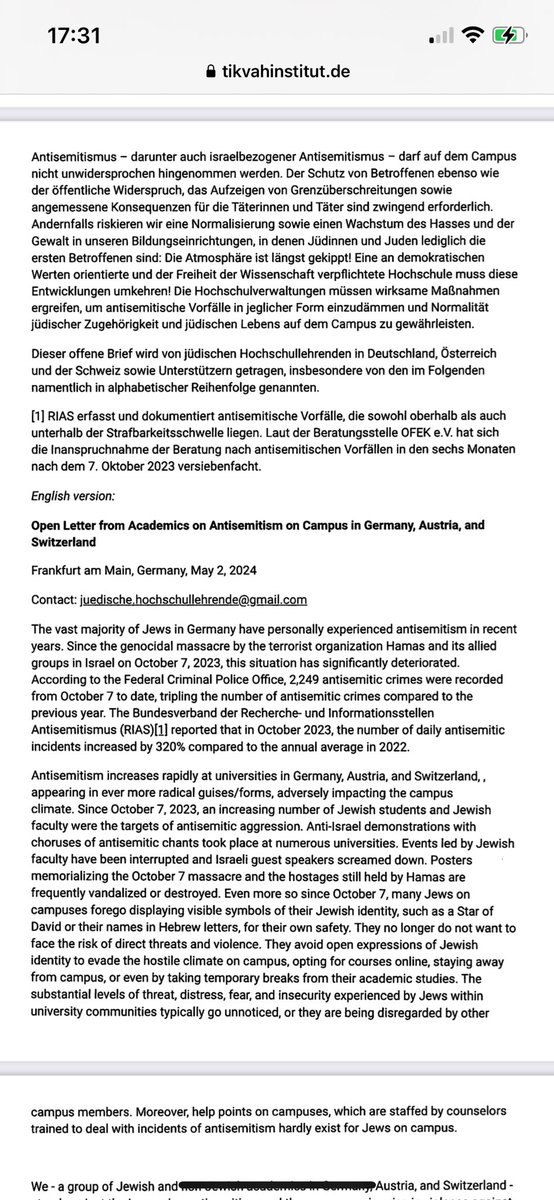 „…verzichten viele ..auf sichtbare jüdische Symbole..Sie gehen das Risiko der …Bedrohung und Gewalt nicht mehr ein und vermeiden es, offen mit ihrer jüdischen Identität umzugehen, oder versuchen durch..das Fernbleiben…dem feindlichen Klima auf dem Campus zu entgehen.“ 1
