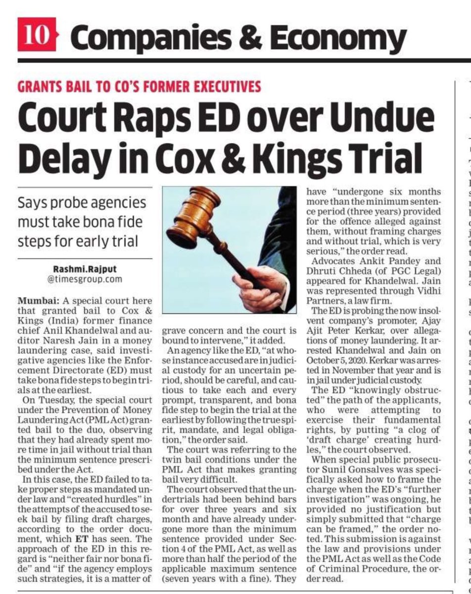 All hogwash. Majority of cases of @dir_ed are falling like kingpins in the court. Seems these two poor guys didn’t had the luxury to settle it with “ No 2 “ of the duo same as what @Asli_Jacqueline did n her bail n was not even opposed by prosecution.Btw read the last paragraph.
