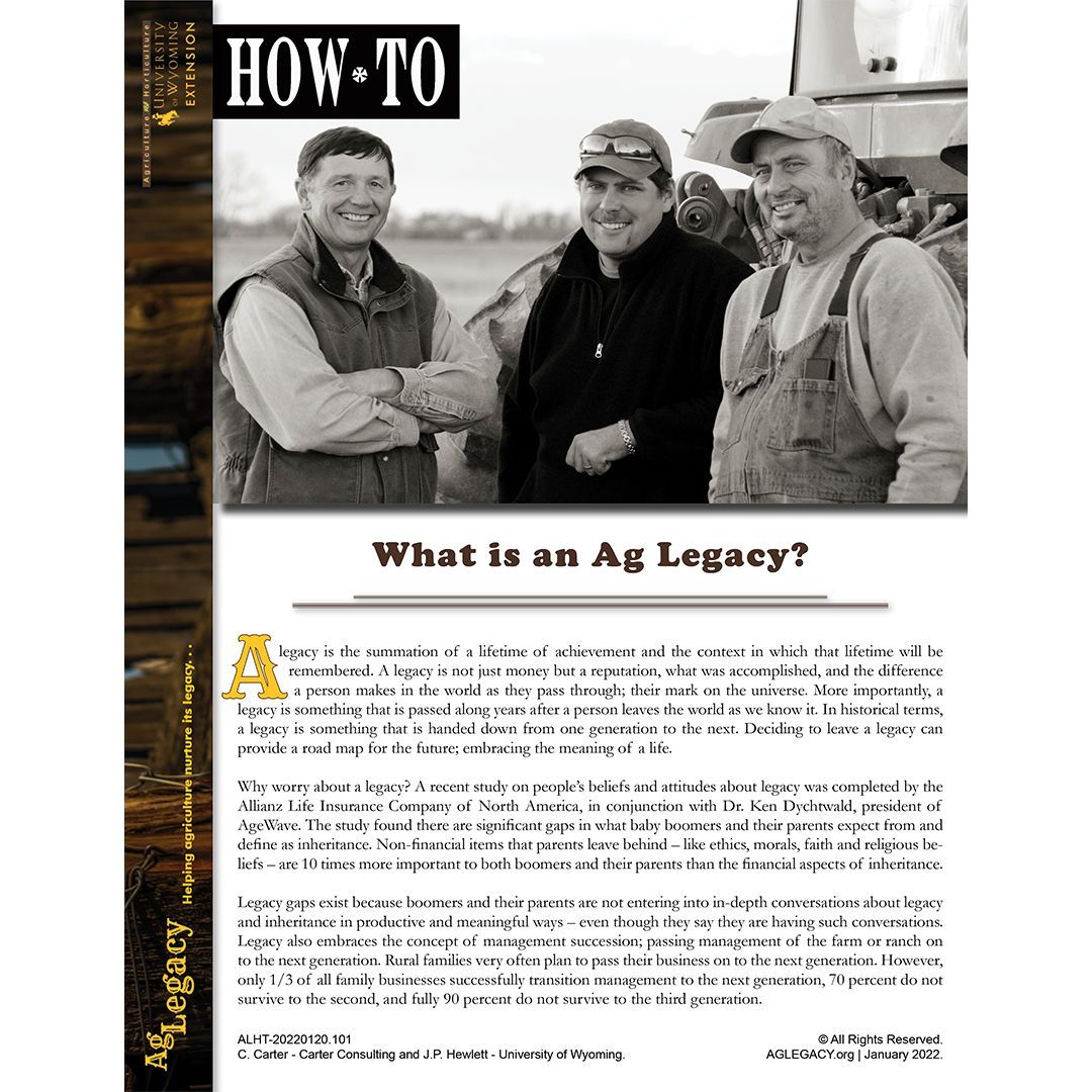 What is an Ag Legacy? | HOW*TO Guide
#AGLEGACY #FarmSuccession #EstatePlanning

A legacy is something that is passed along years after a person leaves the world as we know it.