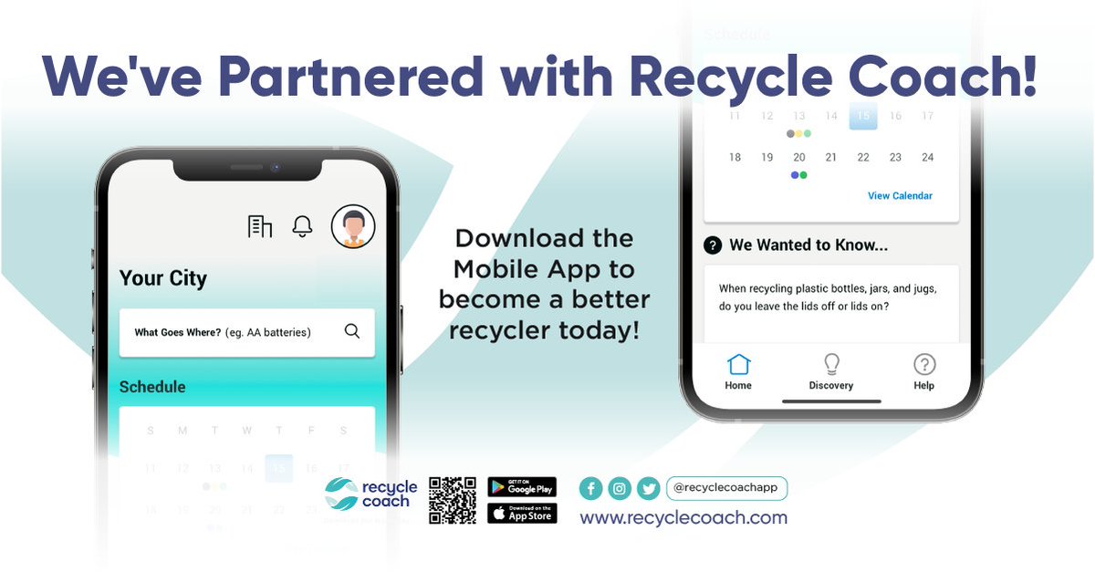 Public Works and Recycle Coach have launched a free app to make recycling easier! By entering an address, users receive information about where they live, including schedules, communications from the City, and more! Learn more: bit.ly/44loee1