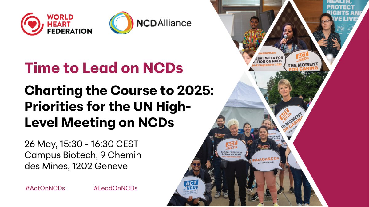 ✈️In Geneva for #WHA77? Join our event within #WorldHeartSummit & let's discuss how to 🚀accelerate progress on NCD prevention & care on the road to the High-level Meeting on #NCDs 2025. Participation is free of charge but registration is mandatory👉bit.ly/WHA77