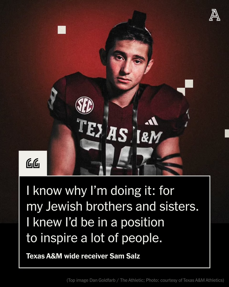 Sam Salz stands at a diminutive 5-foot-6. The 160-pound walk-on can't attend most Texas A&M games due to religious observances. But the proud Orthodox Jewish student wouldn't stop. And he's an Aggie wideout. 📚 @ariwasserman theathletic.com/5457913/2024/0…