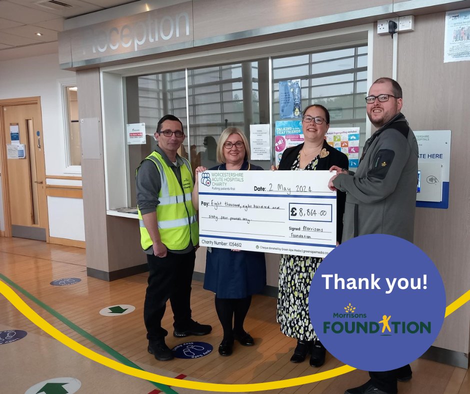 Worcestershire Acute Hospitals Charity (@worcscharity) on Twitter photo Following a grant award from <a href="/MorriFoundation/">Morrisons Foundation</a> we were delighted to welcome Antony, David and Sarah from Morrisons Malvern Store for a cheque presentation at Worcestershire Royal Hospital! Following a grant award from <a href="/MorriFoundation/">Morrisons Foundation</a> we were delighted to welcome Antony, David and Sarah from Morrisons Malvern Store for a cheque presentation at Worcestershire Royal Hospital!