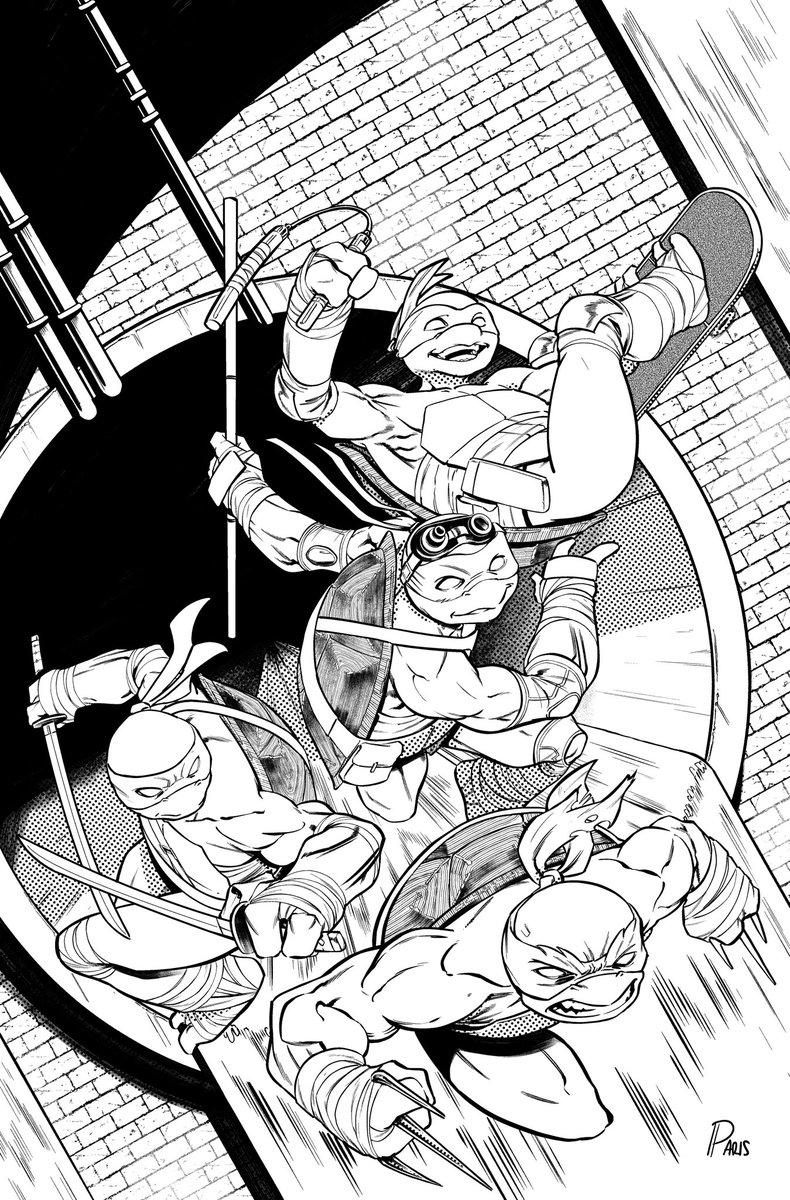 My IDW Exclusive cover for TMNT Black White and Green #1! I’m so excited to share this one. I jump at every chance I get to draw the turtles.