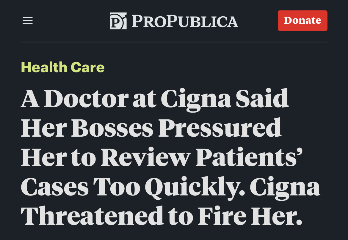 “Deny, deny, deny. That’s how you hit your numbers. If you take a breath or think about any of these cases, you’re going to fall behind.” #SinglePayer #MedicareForAll