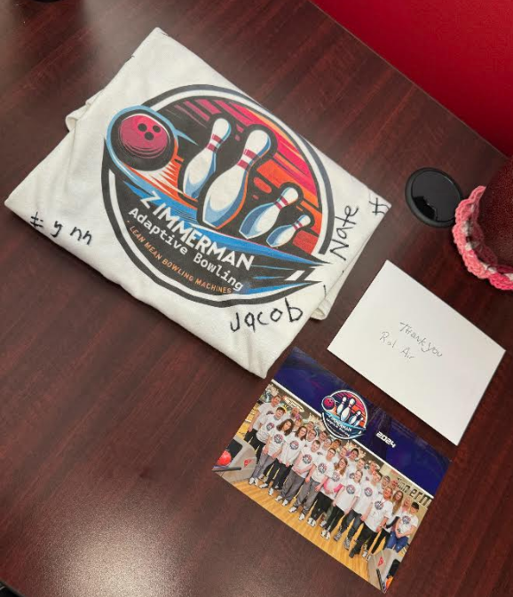 🥰Last night the Zimmerman Adaptive Bowling Team had their Pizza Party and invited us to drop in! They presented us with a T-shirt autographed by the team, a team photo and a thank you card. Our hearts are warmed... They are headed to sections today, good luck team!!
