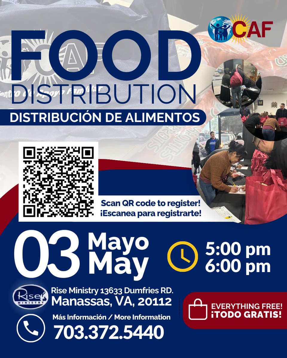 If you're in Manassas, Virginia join us for fresh and nutritious food! 🤩
CAF together with the churches of the connector network come together for this food distribution 🥦
We are waiting for you!
#Community #FoodAssistance #Solidarity