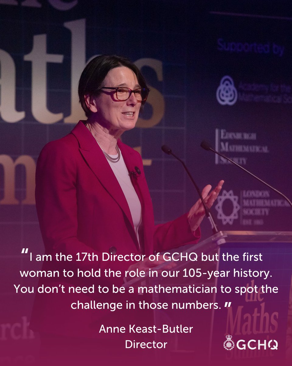 Director GCHQ Anne Keast-Butler recently spoke at the #MathsSummit at the @ScienceMuseum, highlighting the important role mathematics plays in UK national security and her commitment to inspiring more women to consider careers in STEM.