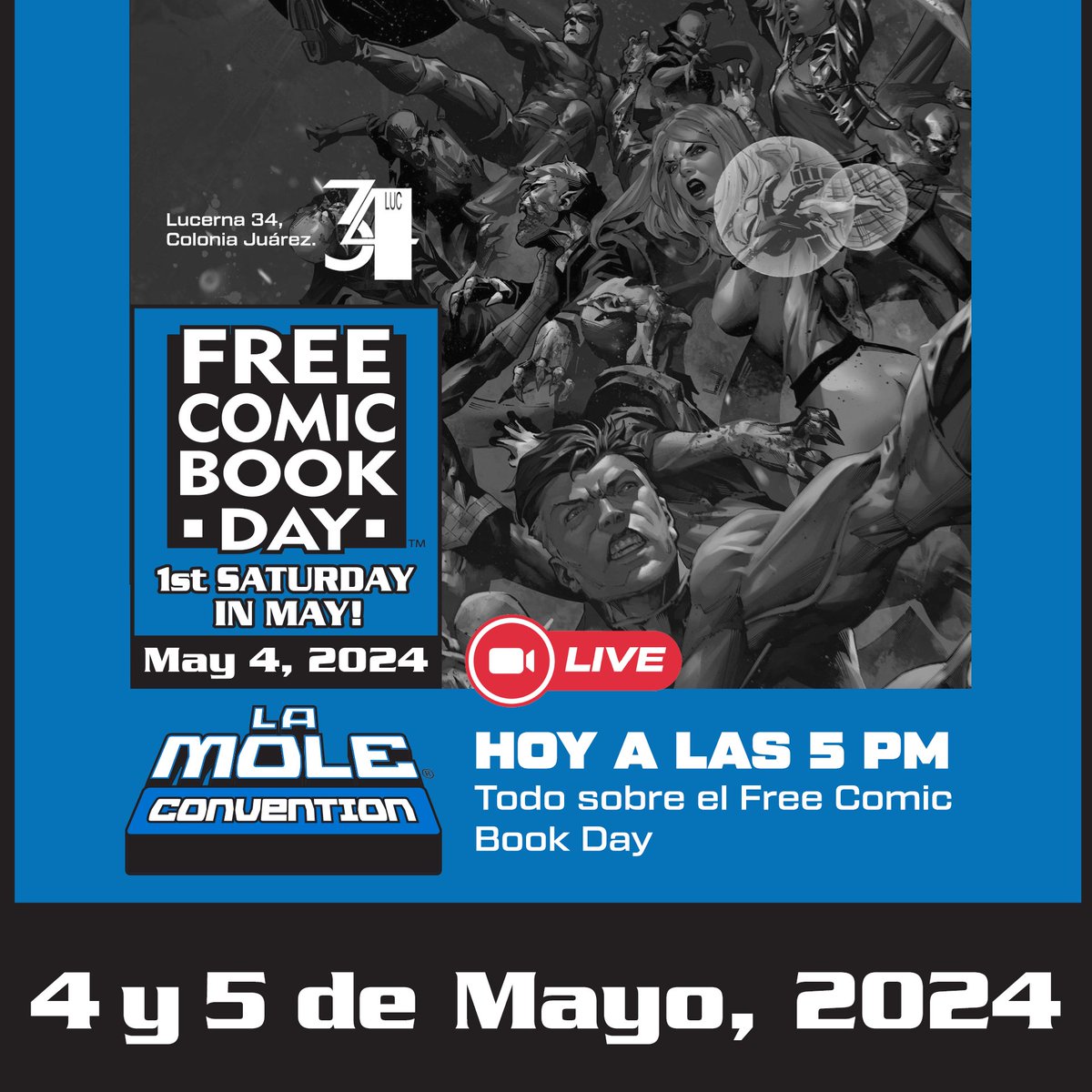 🔥El #FreeComicBookDay de #LaMoleConvention está a la vuelta de la esquina, así que hoy toca despejar todas las dudas posibles al respecto, y además anunciar a los siguientes DOS invitados de #AniMole2024 😍🏴‍☠️
¡Nos vemos a las 5 pm en FB Live y Twitch!
#FCBD2024