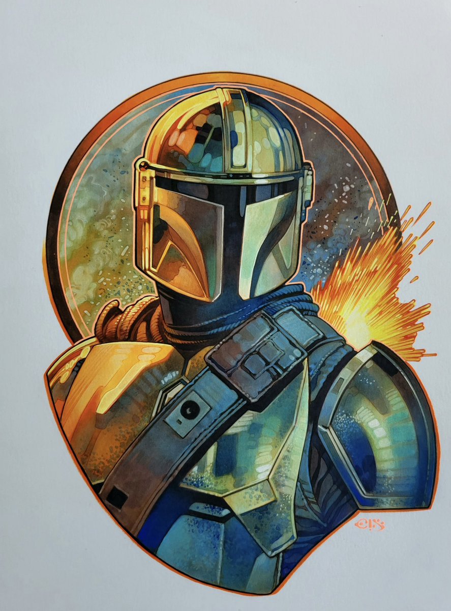 The Mandalorian original art commission by CHRIS STEVENS! 9x12! From 9x12 to 18x24 Wall Power, Chris ALWAYS brings it! Big news: Chris will be appearing at #Heroescon next month! We’ll be announcing sketch opportunities before the show…keep following! felixcomicart.com