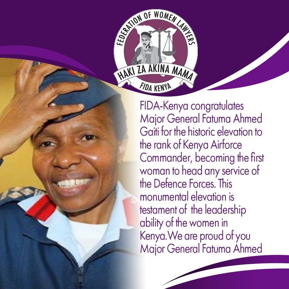 A big win to the women in Kenya. Congratulations,Major General Fatuma Ahmed #FirstFemaleMajorGeneral