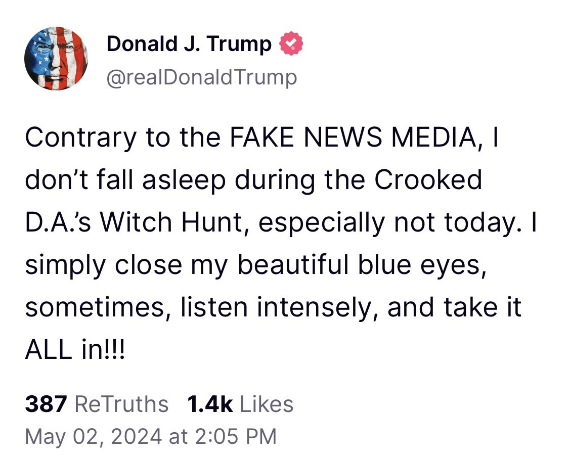 This is real. I knew a sleep denial was coming. And, as someone who has nice “blue eyes”, this is blasphemy to blue-eyed people. Trump’s eyes are disgusting, vapid, and soulless.