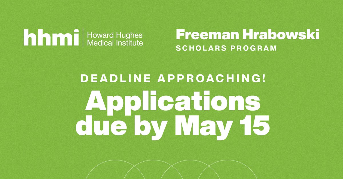 Two more weeks until applications for the Freeman Hrabowski Scholars Program are due! Make sure to submit your application here by 3pm EST, Wednesday May 15: hhmi.news/3WqvCmq