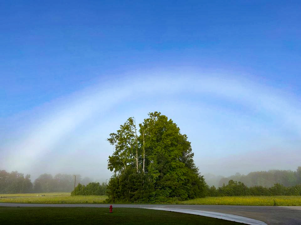 Another cool photo of a fog bow in Loris this morning. Photo via Rosanne Gore. #scwx #Ncwx