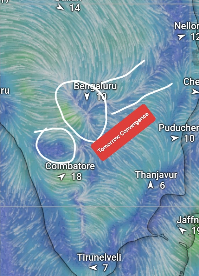 ⛈️Nilagiri, Dharmapuri, Krishnagiri, Tirupathur, Vellore, South Karnataka and South Kerala to receive thunderstorms tomorrow also. Good chance for rain in Nilagiri district.

Weak storms likely over Dindukkal, Theni, Thenkasi districts by tomorrow evening.