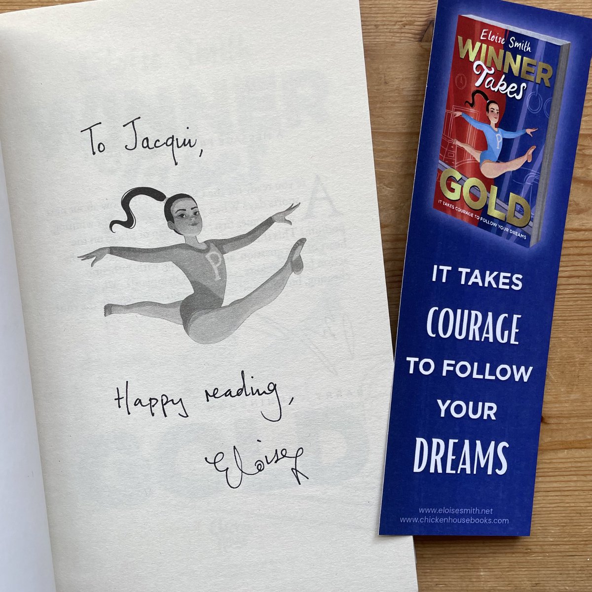 Huge thanks to @itsmeEloise for this fab copy of Winner Takes Gold, the thrilling middle grade whodunnit story of gymnast Pearl who dreams of winning gold at Paris but finds danger and intrigue at the elite training camp @chickenhsebooks 🤸‍♀️