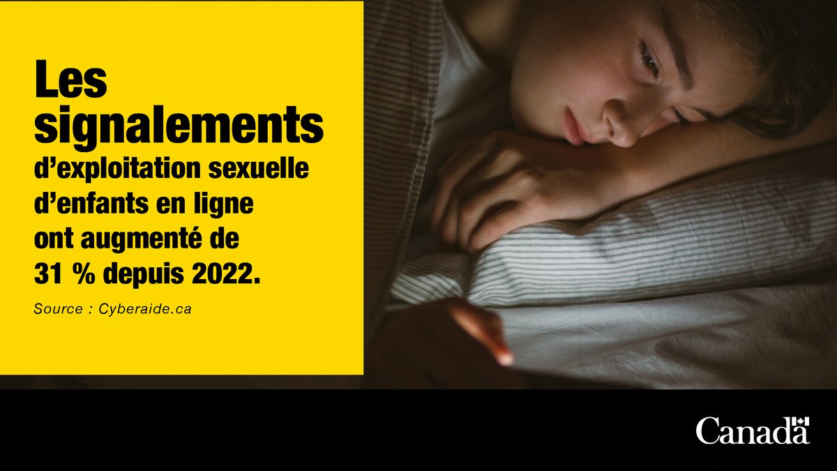 Avec le développement des technologies, l’exploitation sexuelle des enfants a augmenté au Canada. Les jeunes peuvent être amenés à partager du contenu à caractère sexuel en ligne. Renseignez-vous sur les #DangersEnLigne et discutez-en avec votre enfant : canada.ca/fr/securite-pu…