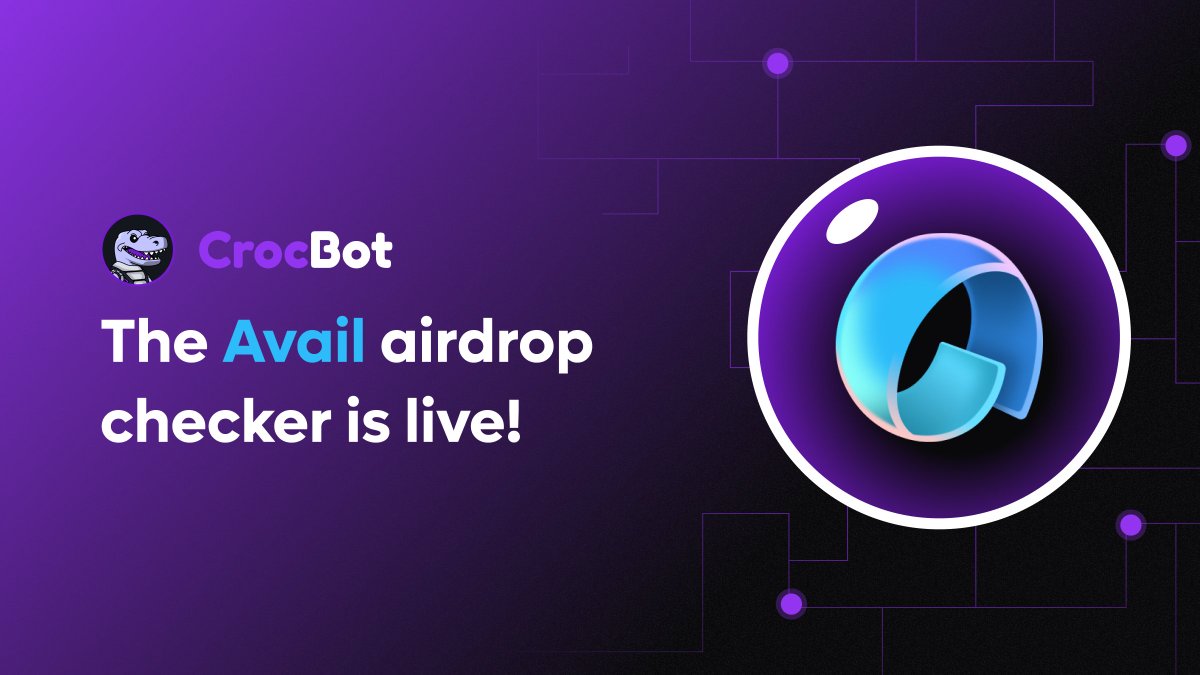 🐊 The Avail airdrop checker is LIVE! 👉 You can now check if your farming addresses were eligible for the Avail airdrop (closing in 2 days)! The auto-claim feature is not available on this airdrop as it’s involving the creation of a Polkadot wallet. 🎉 This airdrop was hard