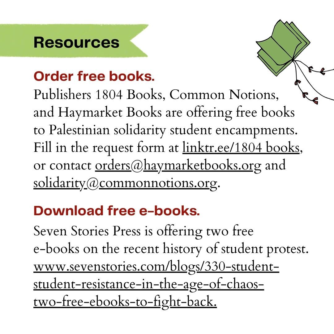 In solidarity with student encampments, Librarians and Archivists with Palestine offers this list of resources for liberation libraries. (Part 1 of 2) 🇵🇸 📚