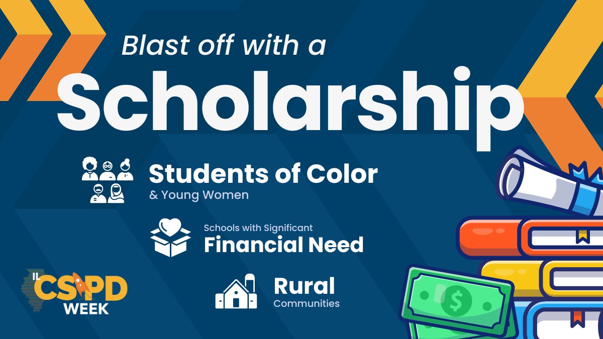 Need a little extra boost to get to planet #ILCSPDWeek? 🚀 Apply now for a SCHOLARSHIP if you serve: 👧🏽 Underrepresented populations, including young women & students of color 🏫 Schools with significant financial need 🚜 Rural communities 🔗 ltcillinois.org/cspdweek/schol…