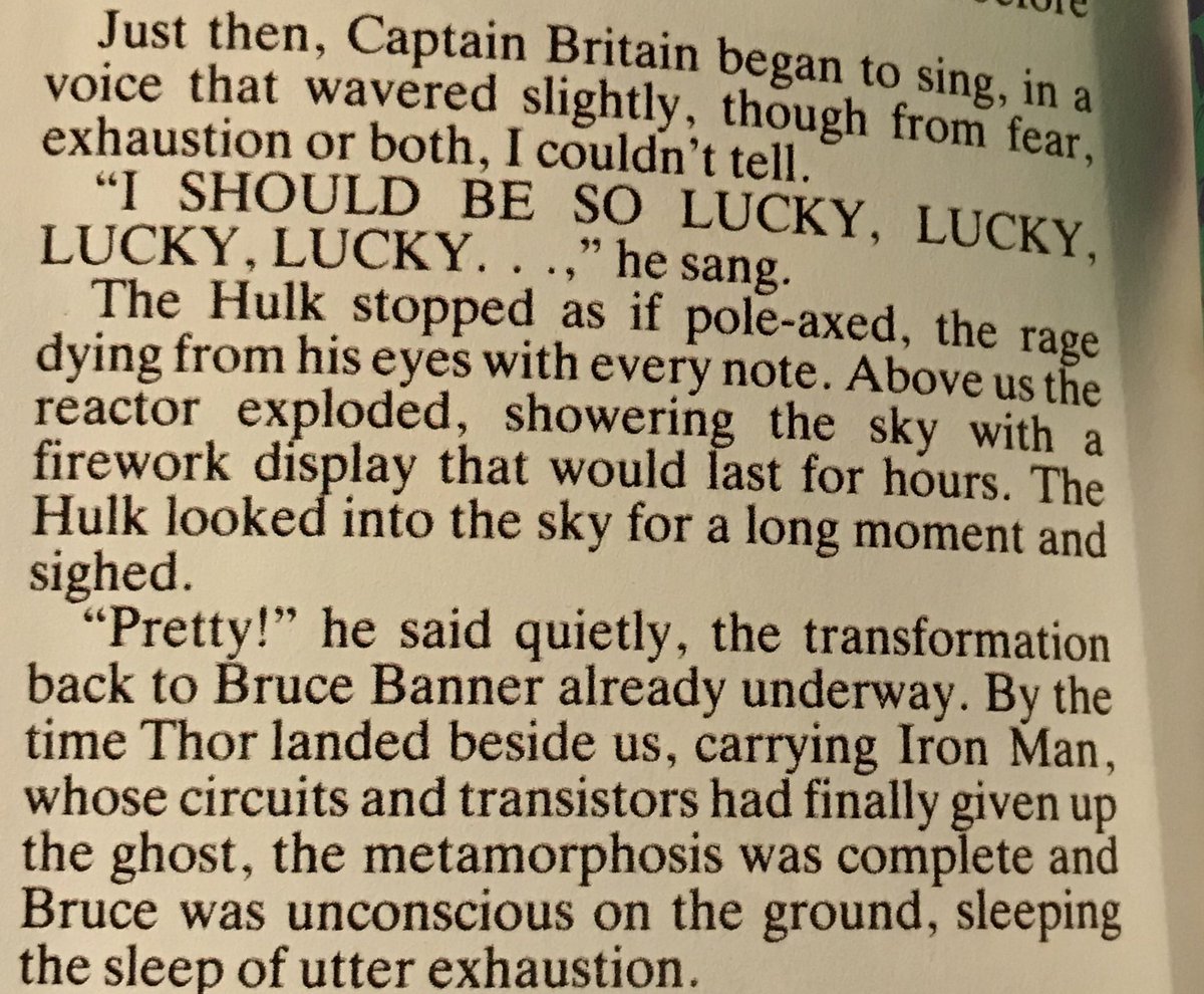 Is @kylieminogue aware that if not for her then Captain Britain would never have been able to save us all from a rampaging Hulk? (From the UK’s 1992 MARVEL SUPER HEROES ANNUAL by Brian Williamson, Cam Smith and Louise Cassell).
