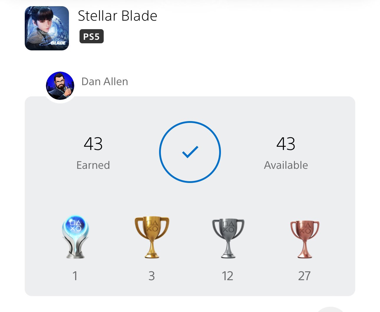 Dan Allen on X: &ldquo;Platinum #114 - Stellar Blade https://t.co 