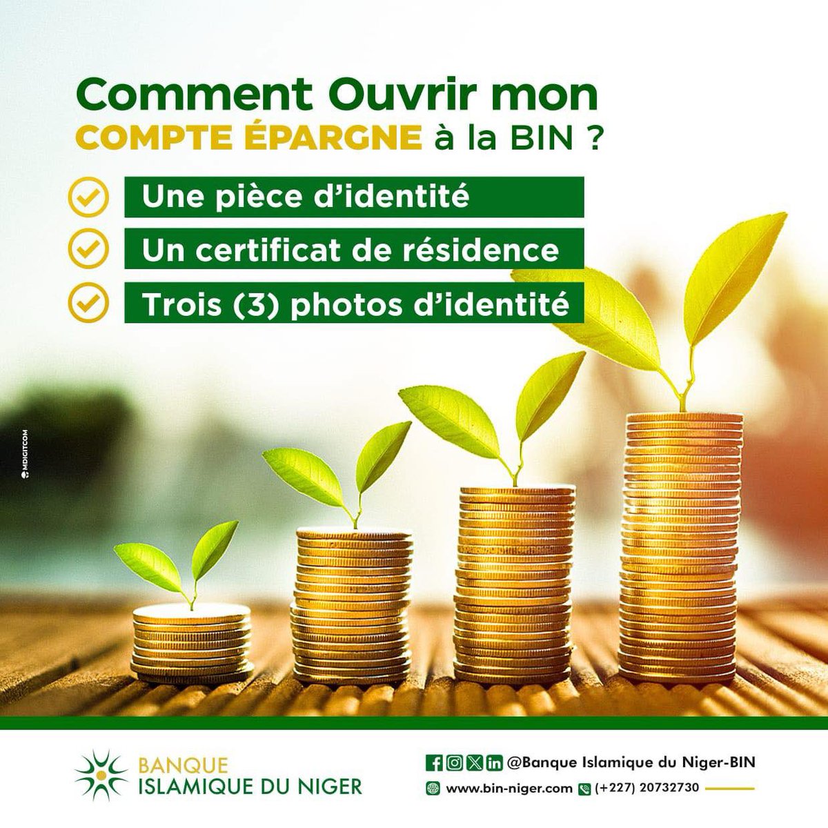 Vous désirez épargner sainement 🤩?

Rejoignez la Banque Islamique du Niger et ouvrez votre compte d’épargne gratuitement 😉.

Faites le choix qui compte!
—————————————
Site Web 🌐 bin-niger.com

#BanqueIslamiqueDuNiger #financeislamique  #BinNiger #banque #Niger