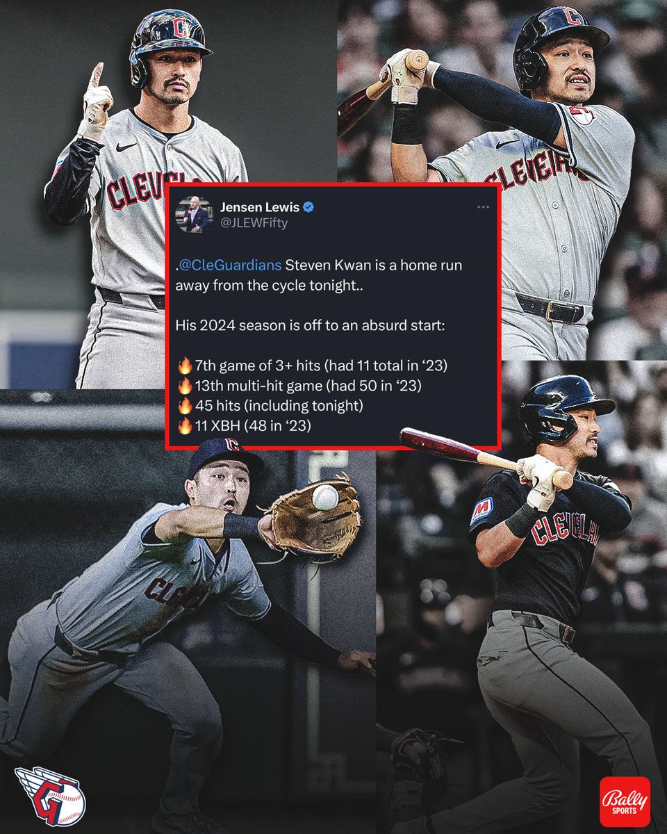 The first guy on the AL hits leaderboard. The last guy opposing pitchers want to see right now.

Just Steven Kwan doing Steven Kwan things.

#ForTheLand | @JLEWFifty